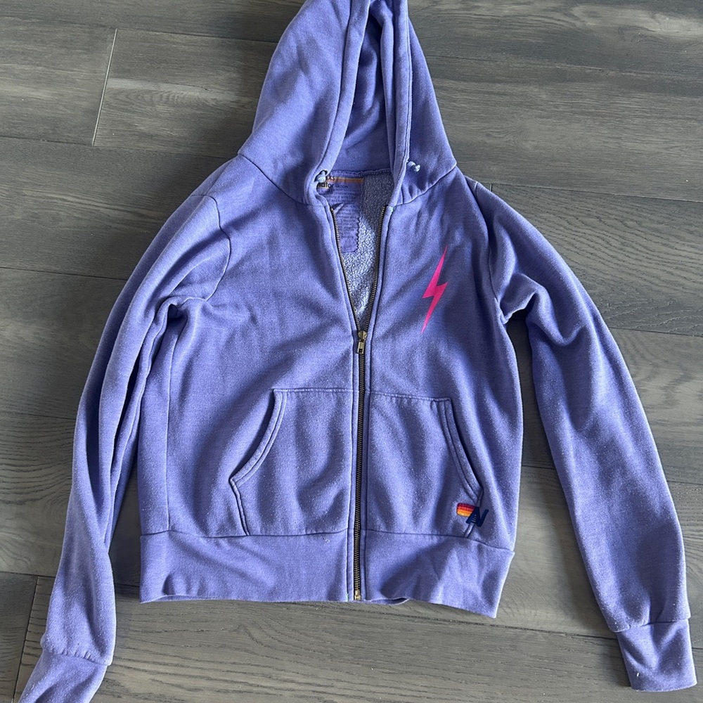 Aviator Nation Purple Hoodie with Pink Lightning Bolt